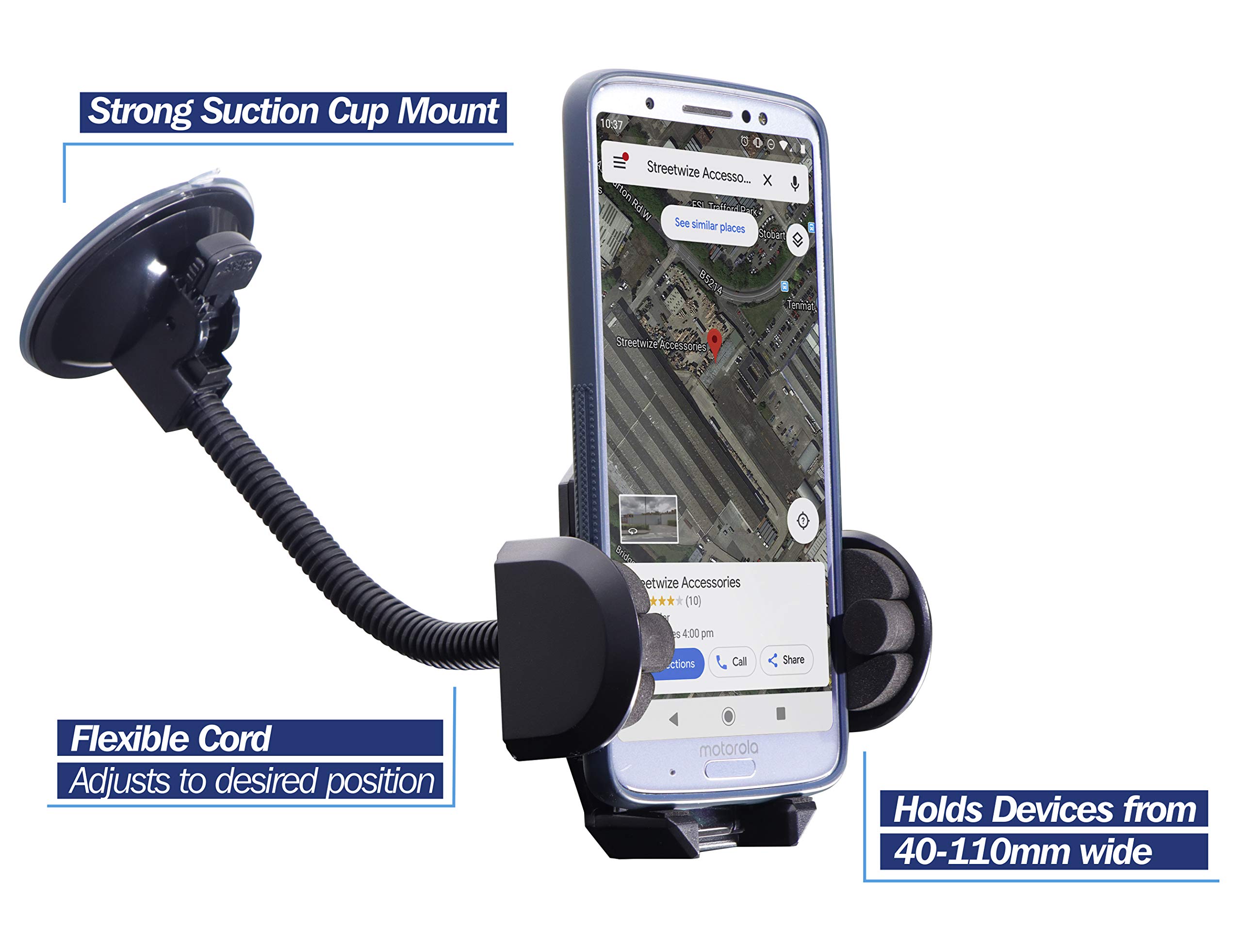 Streetwize Suction Mount Gadget Holder - Secure Smartphone, Sat Nav, PDA & MP3 Player Car Mount with Picture Frame (SWGH) - Perfect for Road Trips, Commuting & Hands-Free Driving