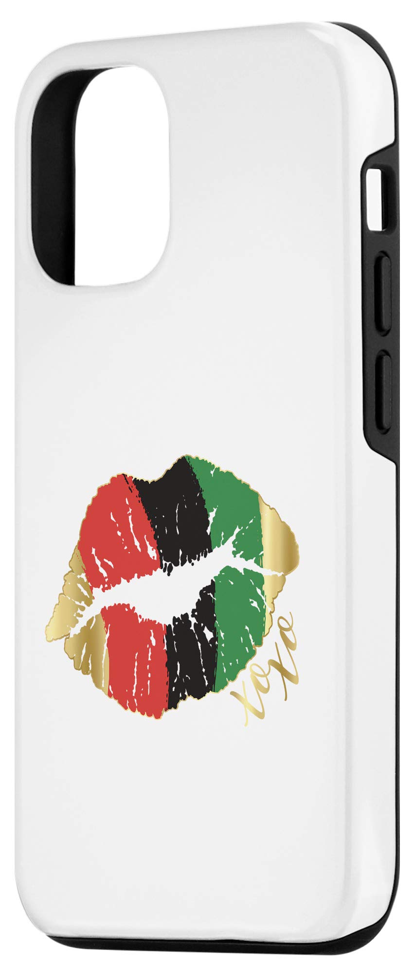 iPhone 12/12 Pro Case - Black Queen Design with Sexy Lips Kiss & African Flag Print - BLM Support - Protective Phone Cover for Women | Perfect for Everyday Use, Social Events & Showing Cultural Pride