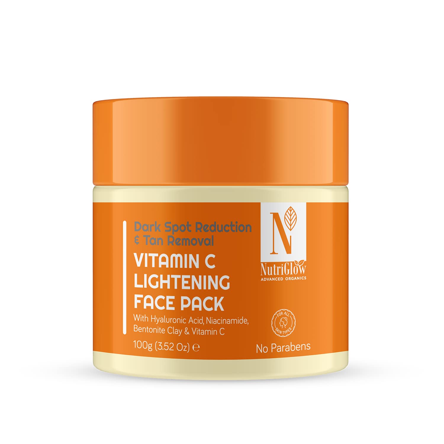 NUTRIGLOW Advanced Organics Vitamin C Brightening Face Mask for Dull Skin - Reduces Pigmentation & Dark Spots with Niacinamide, 100g | Glowing Skin Care for Daily Use & Special Occasions
