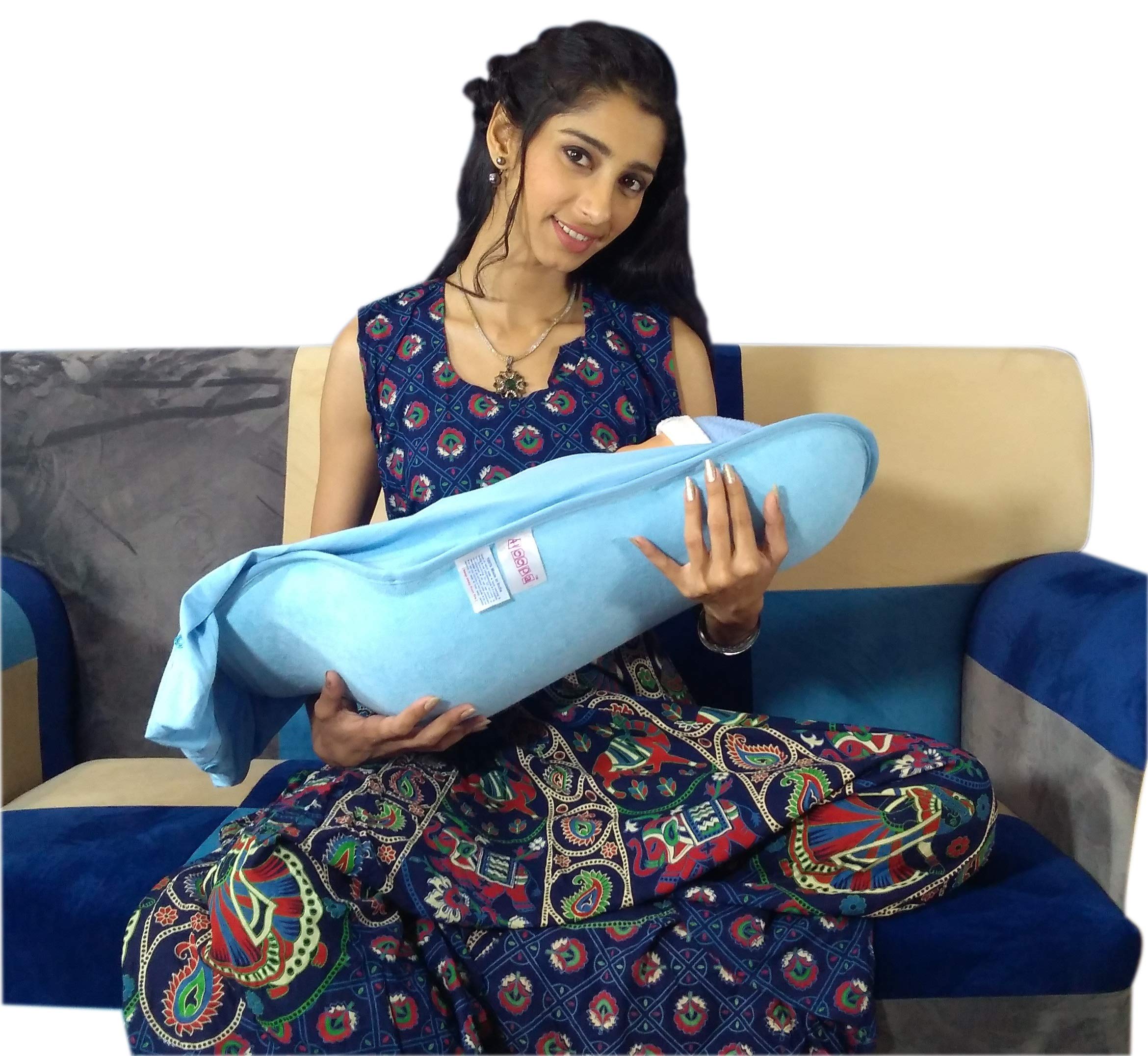 HOOBA 2-in-1 Nursing Pillow with Hood & Cover - Baby Feeding Support for Comfortable Breastfeeding