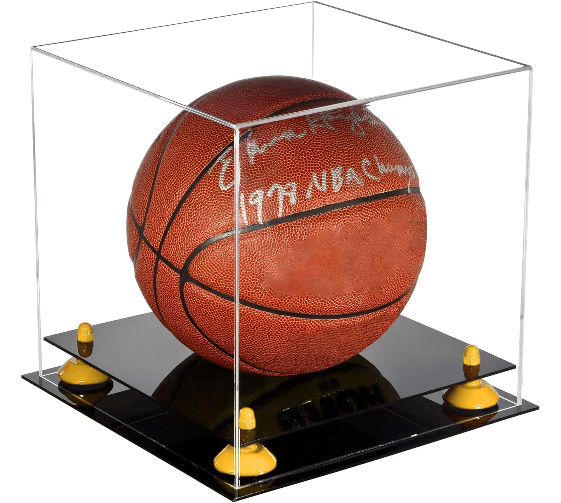 Premium Acrylic Full-Size Basketball Display Case with Adjustable Risers - Perfect for Showcasing Collectible Basketballs in Home, Office, or Sports Memorabilia Collections