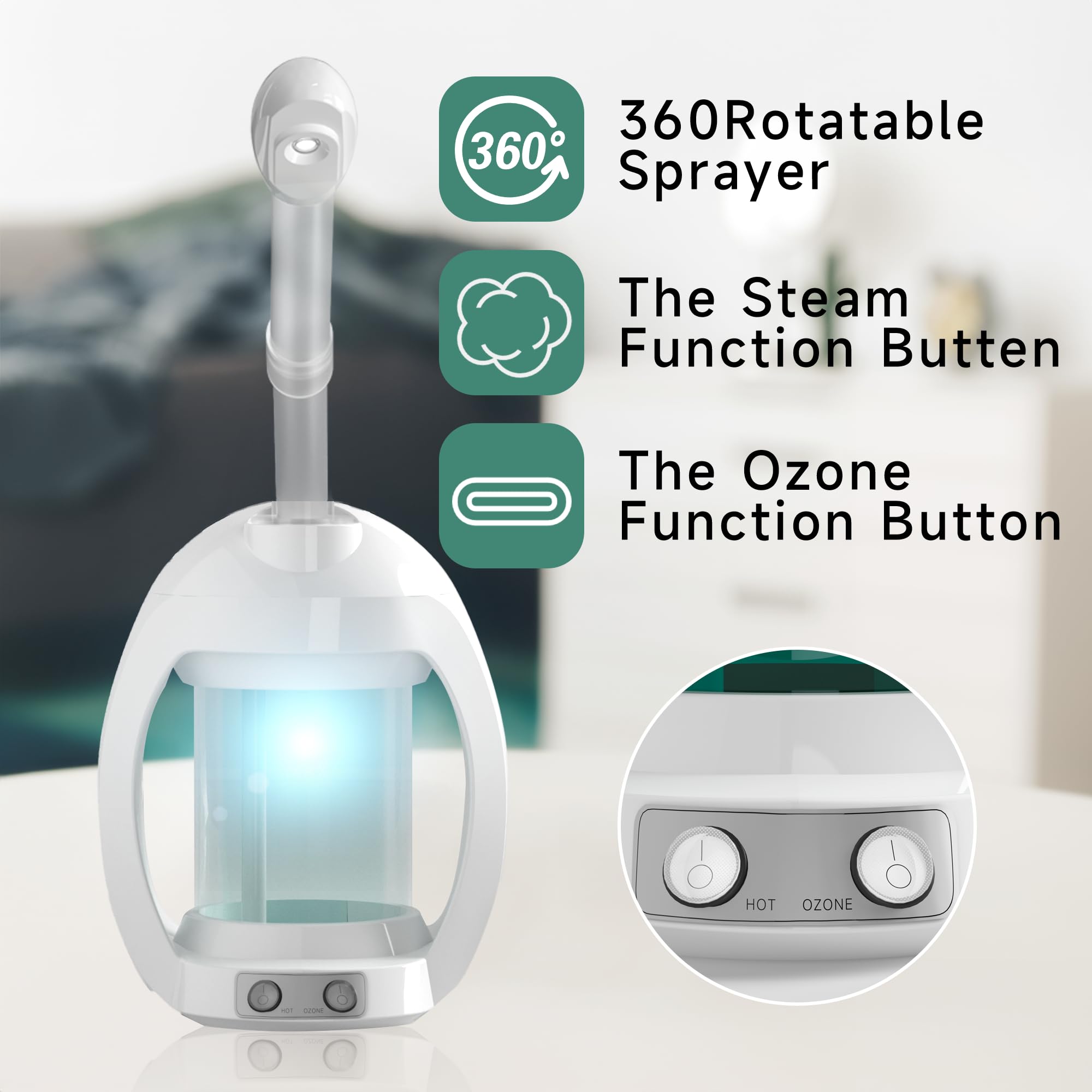 Professional Nano Ionic Facial Steamer for Deep Cleaning - Hot Steam Vaporizer for Estheticians & Home Spa, Includes Headband & Acne Needle Set - Perfect for Acne Treatment, Blackhead Removal & Skin Hydration