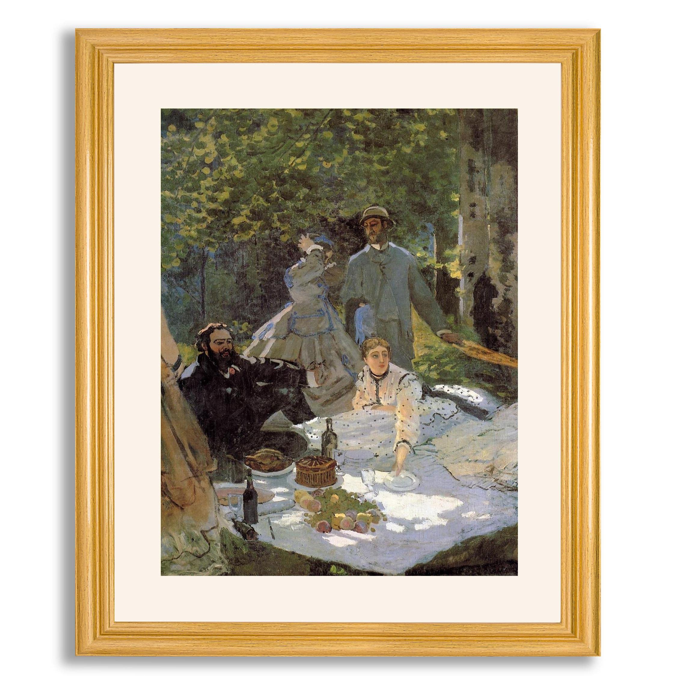 Claude Monet 'Luncheon on the Grass' Framed Art Print - Premium Canvas Wall Art Reproduction in Wood Frame for Living Room, Bedroom & Office Decor | Famous Impressionist Painting | Home Gallery Wall Display