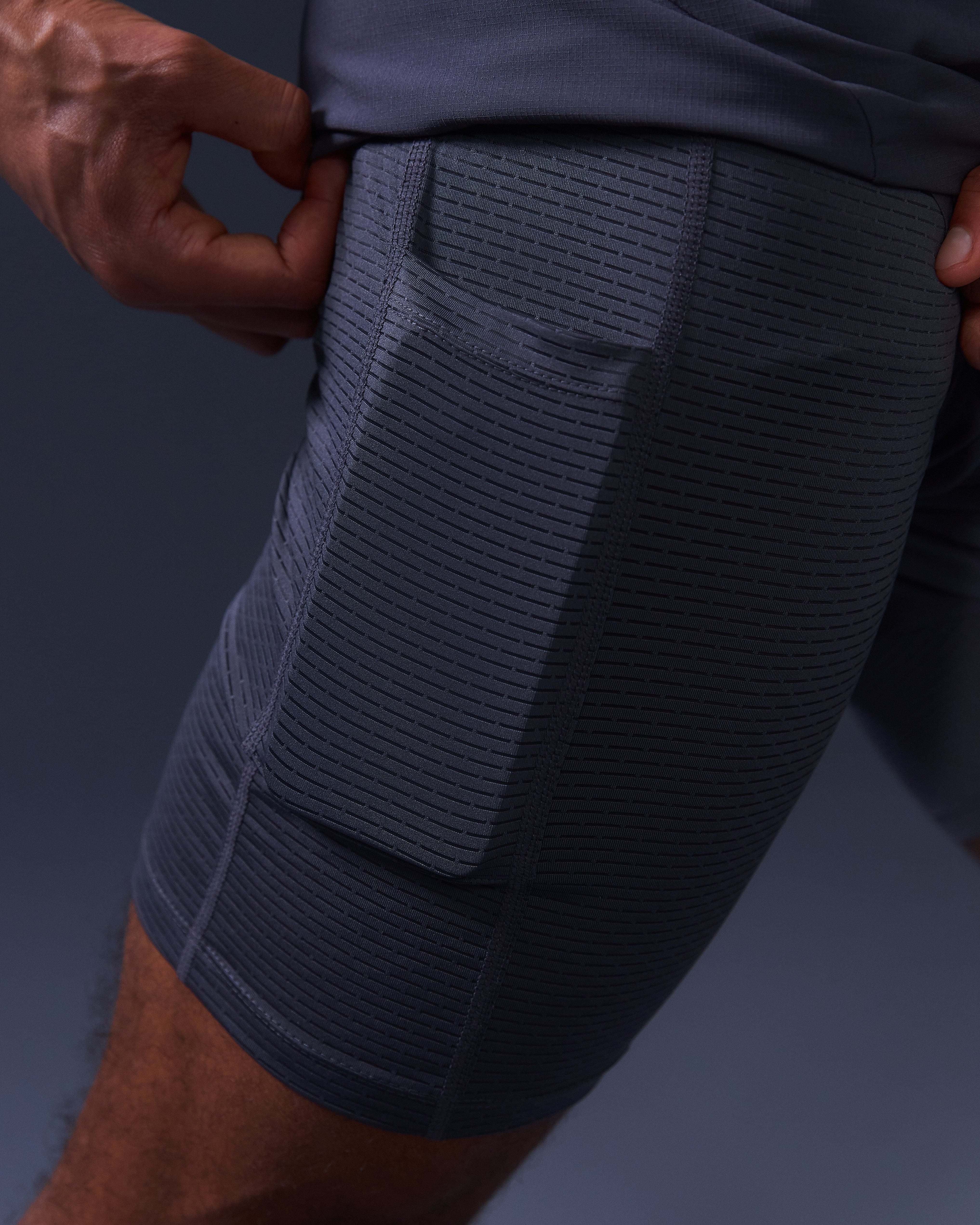 SRS 01 Athletic Running Shorts for Men - Breathable Quick-Dry Gym Workout Shorts with Pockets, Grey/Yellow | Perfect for Jogging, Training & Outdoor Sports