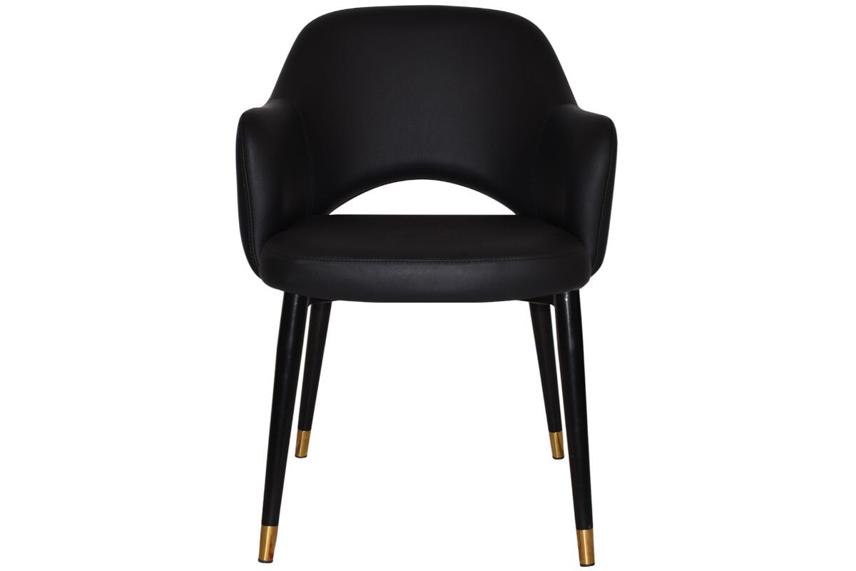 EZ Hospitality Cairo Indoor Armchair with Metal Base - Slim Black Brass 4-Leg Design for Living Room, Office or Dining Room Decor