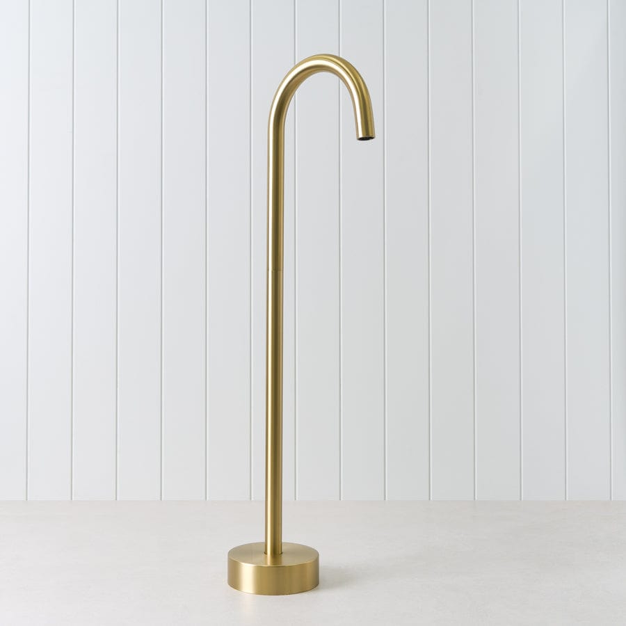 Freestanding Bath Spout Brushed Brass - Modern Waterfall Tub Faucet for Bathroom & Spa - Perfect for Luxury Home, Hotel, and Relaxation Spaces