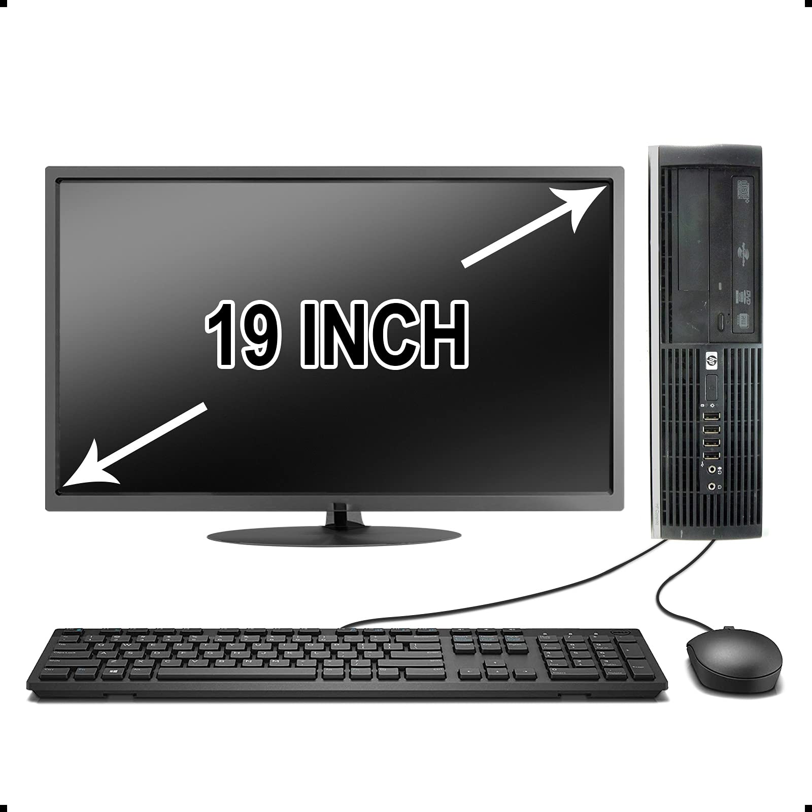 Refurbished HP Desktop Computer with Core 2 Duo 3.0GHz, 4GB RAM, 160GB HDD, DVD Drive, WiFi, Windows 10 & 19