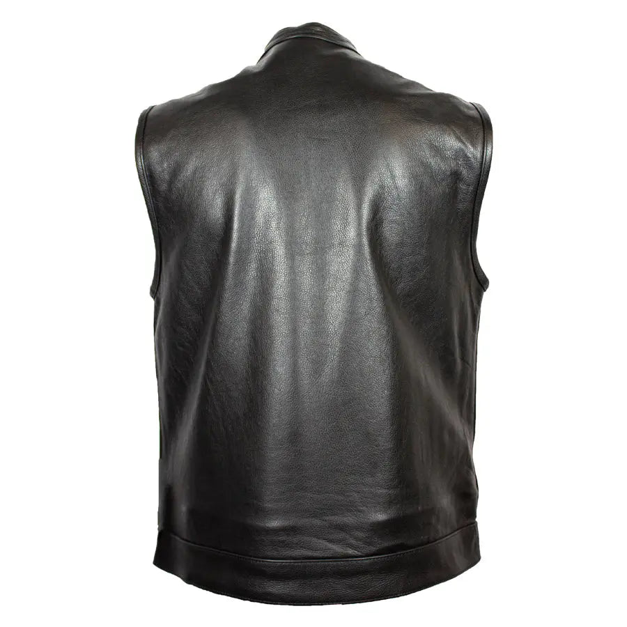 Open Road Men's Flannel Lined Leather Club Vest - Warm & Stylish Winter Jacket for Outdoor Activities, Motorcycle Riding & Casual Wear