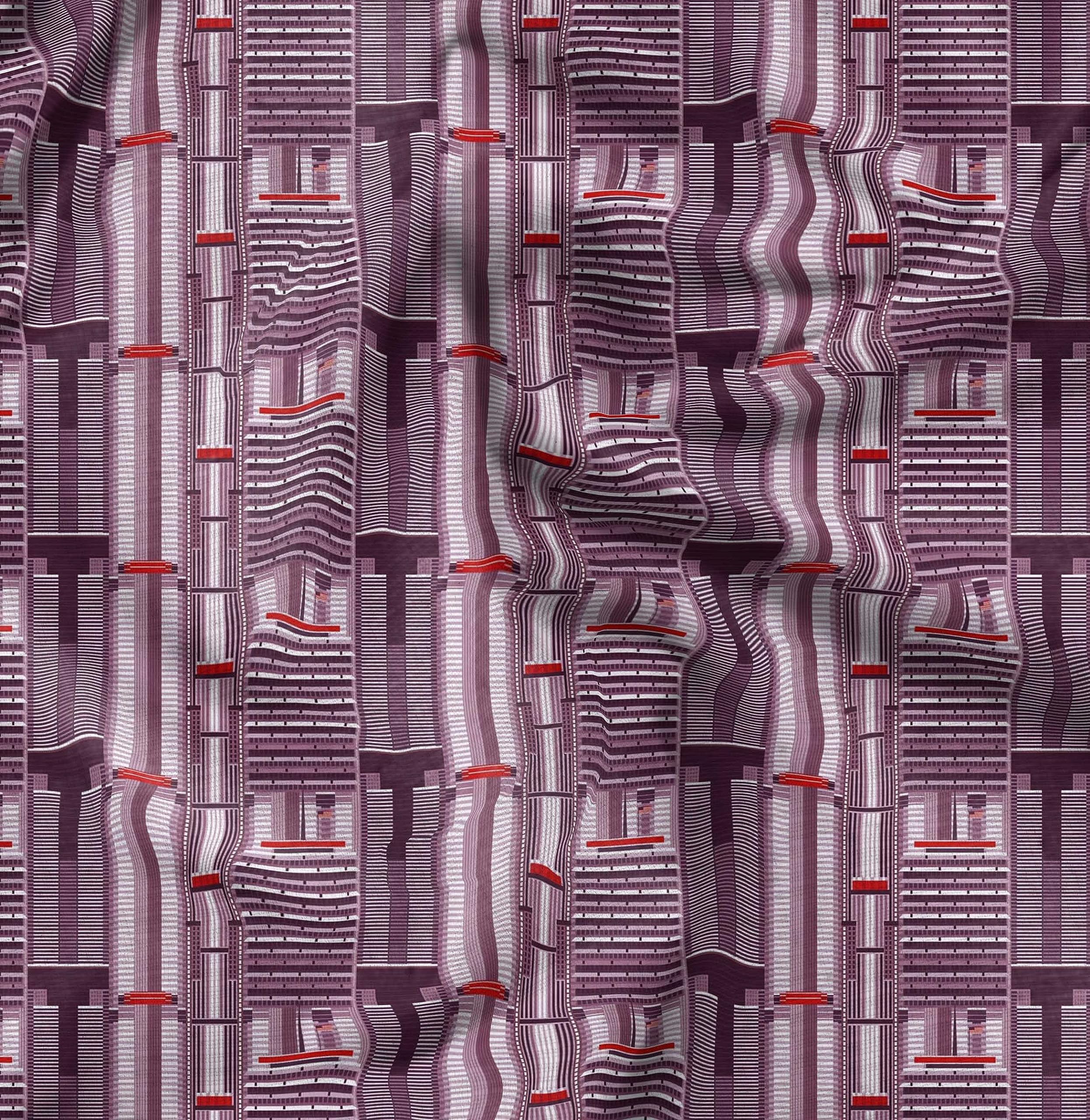 Soimoi Pink Cotton Voile Fabric by The Yard - 42 Inch Wide - Urban Tapestry Architectural Print Cotton Fabric for Dresses, Curtains & DIY Crafts - Lightweight Breathable Material for Sewing Projects