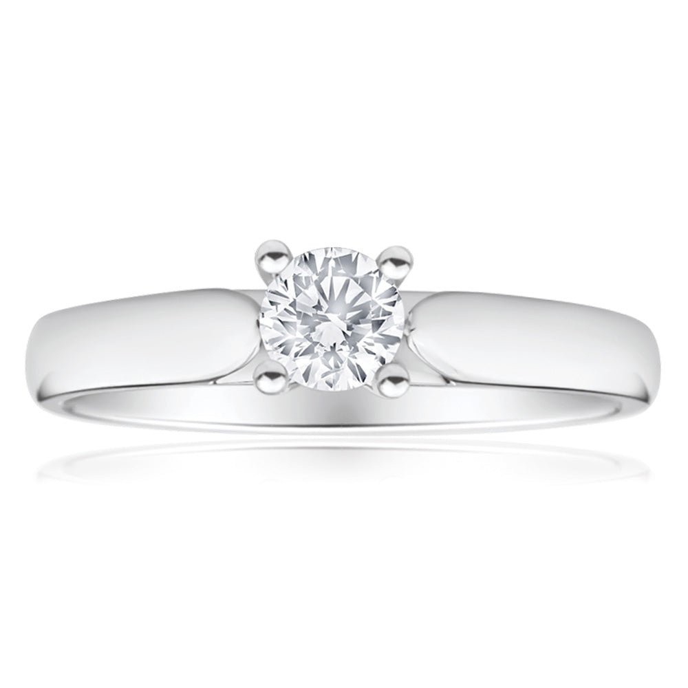 0.30 Carat Diamond Solitaire Ring in 9ct White Gold - 4 Prong Setting for Engagement, Wedding & Anniversary Gifts
