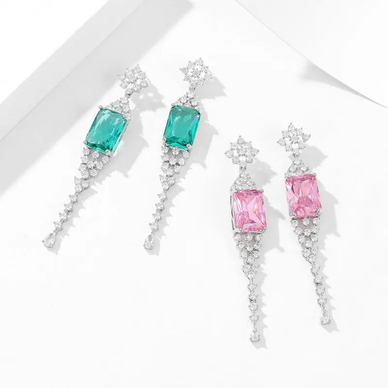 Sparkling Cubic Zirconia Long Tassel Earrings for Women - Elegant Wedding Jewelry, Bride Accessories for Bridal Party, Prom & Special Occasions