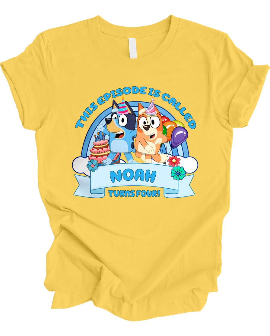 Personalized Family Birthday Shirts - Custom Matching Outfits for Kids & Toddlers | Blue Dog Birthday T-Shirt with Names | Perfect for Family Photos, Birthday Parties & Friend Reunions
