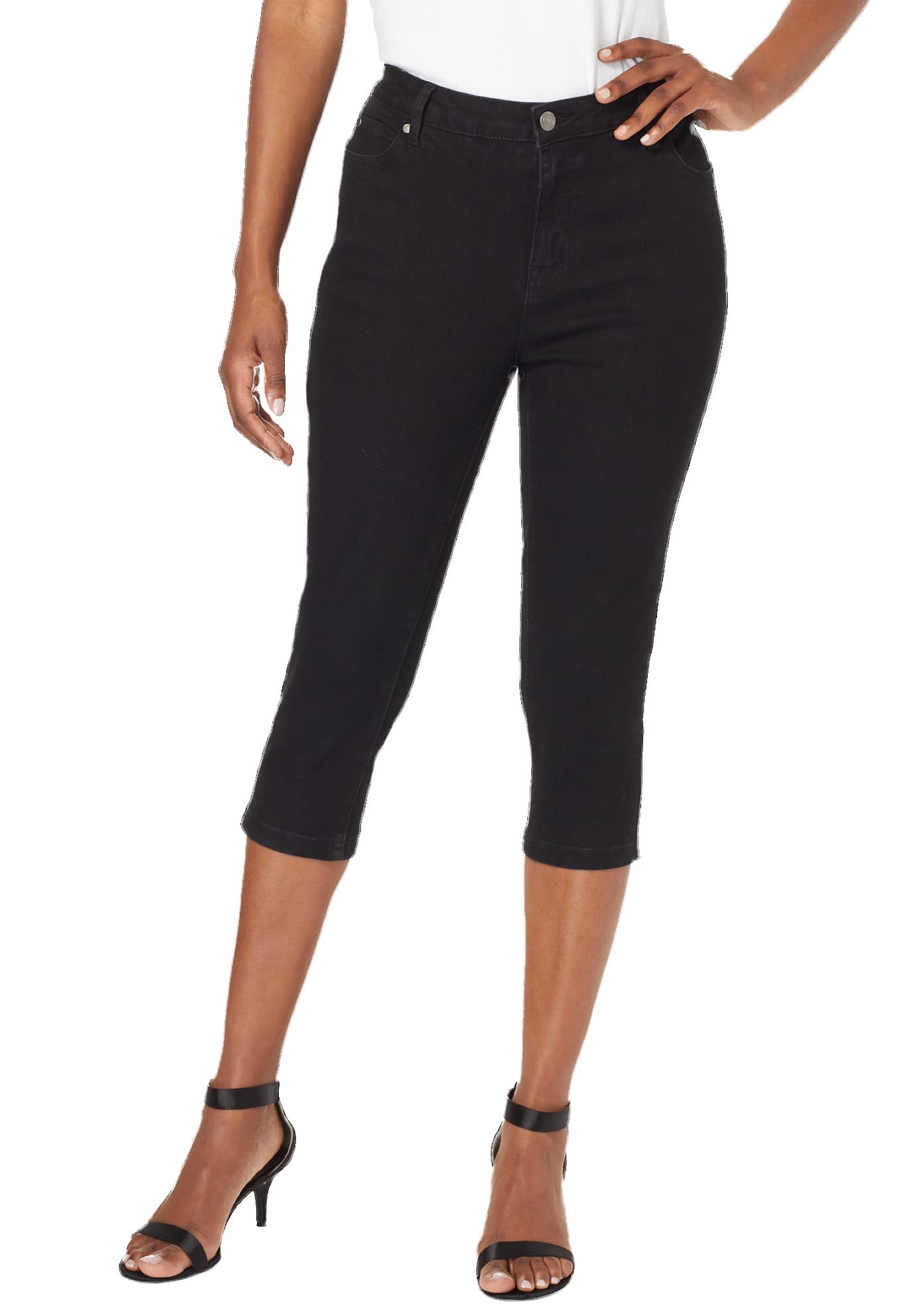 Roaman's Women's Plus Size Tall Denim Capri Pants - Stretch Comfort Fit for Curvy Figures | Perfect for Summer Outings & Casual Wear