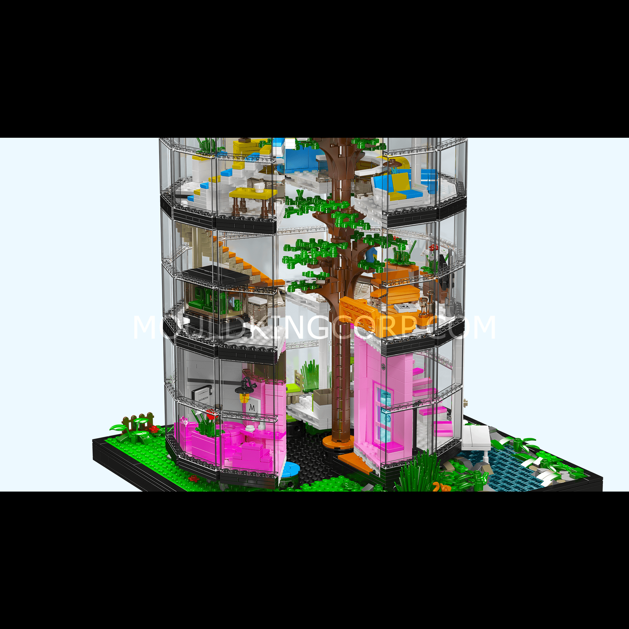 Mould King 16013 Transparent Urban Oasis Building Set - 3,466 Piece Creative Construction Blocks for Adults, Architecture Model Kits | Perfect for Home Decor, Office Display & Gift for Lego Enthusiasts