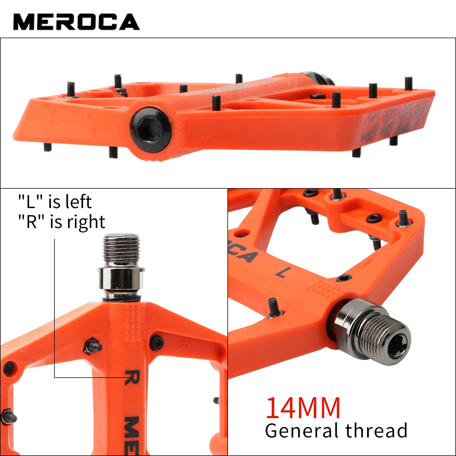 MEROCA Mountain Bike Pedals - Non-Slip Lightweight Nylon Fiber Bicycle Pedals for MTB, Road & Commuter Bikes | Durable & Comfortable for Trail Riding, Cycling & Daily Commute