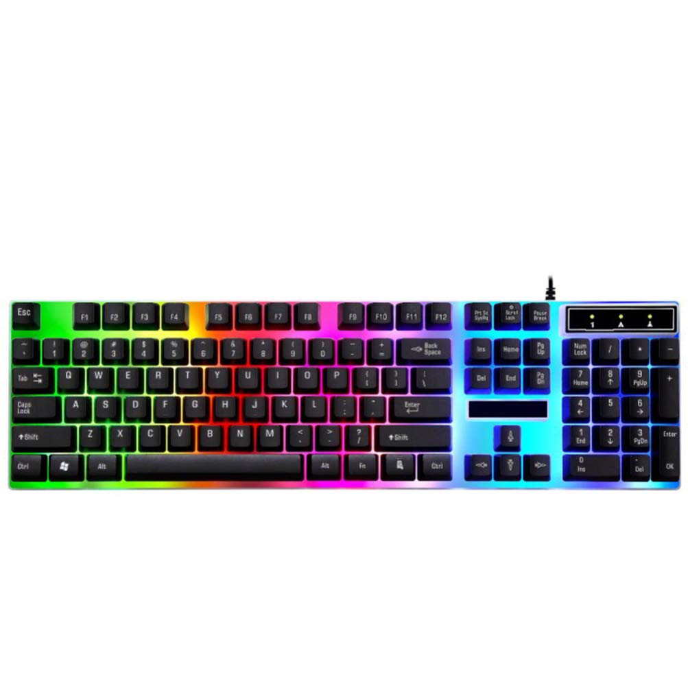 Cool LED Backlit USB Gaming Mechanical Keyboard - Wired RGB Backlit Keyboard for PC, Laptop, Mac - Ergonomic Design with Anti-Ghosting for Gamers & Typists (Black) - Perfect for Gaming, Office Work, and Programming