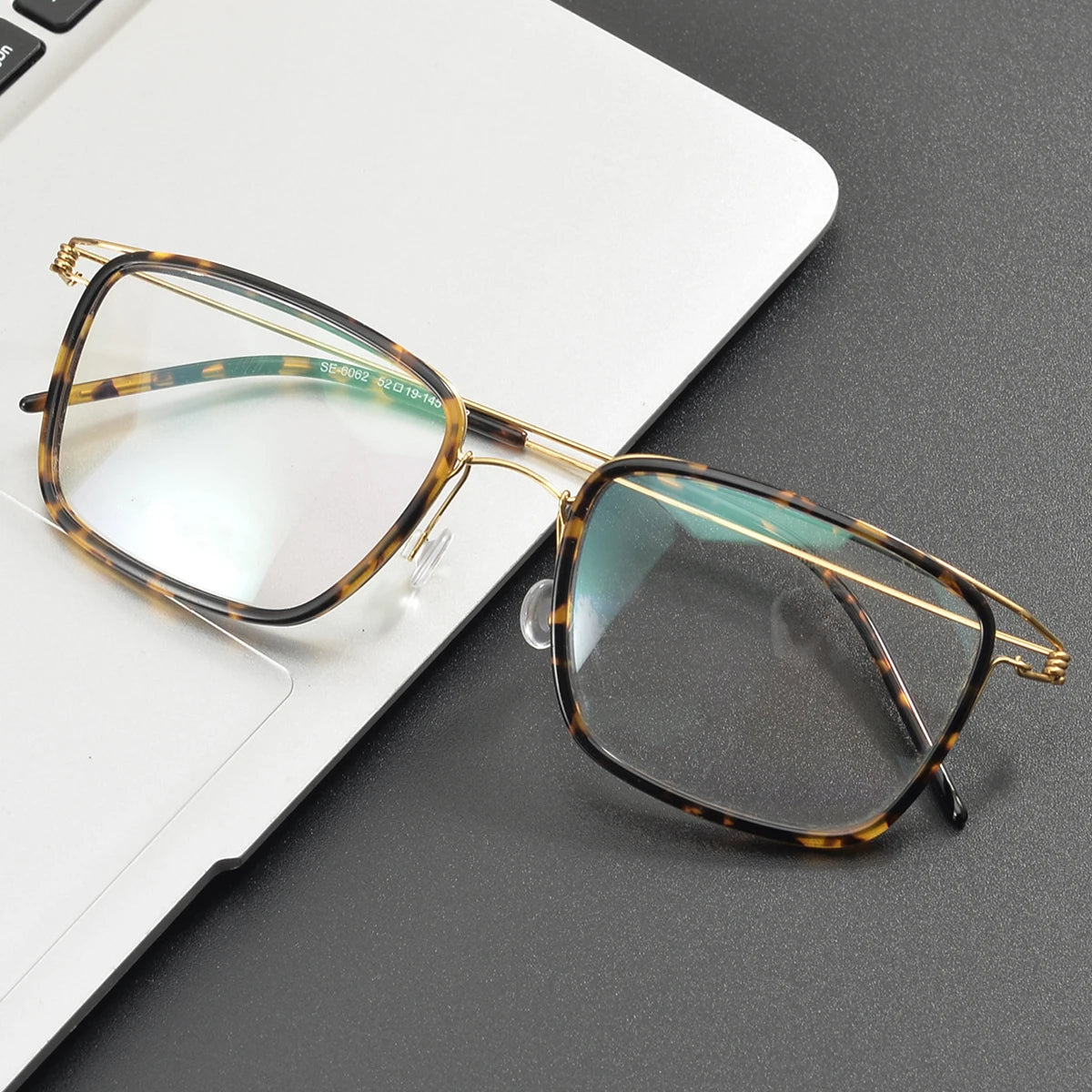 Stylish Unisex Black Titanium Square Screwless Eyeglasses Frame 6062 - Lightweight & Durable for Work, Reading & Fashion