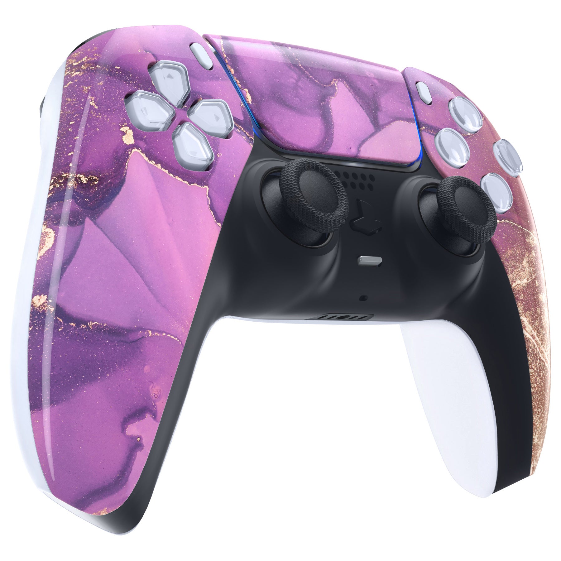 eXtremeRate Cosmic Purple Gold Marble PS5 Controller Front Housing Shell Replacement - Compatible with BDM-010/020/030/040/050 Models | DIY Customization for Enhanced Gaming Experience
