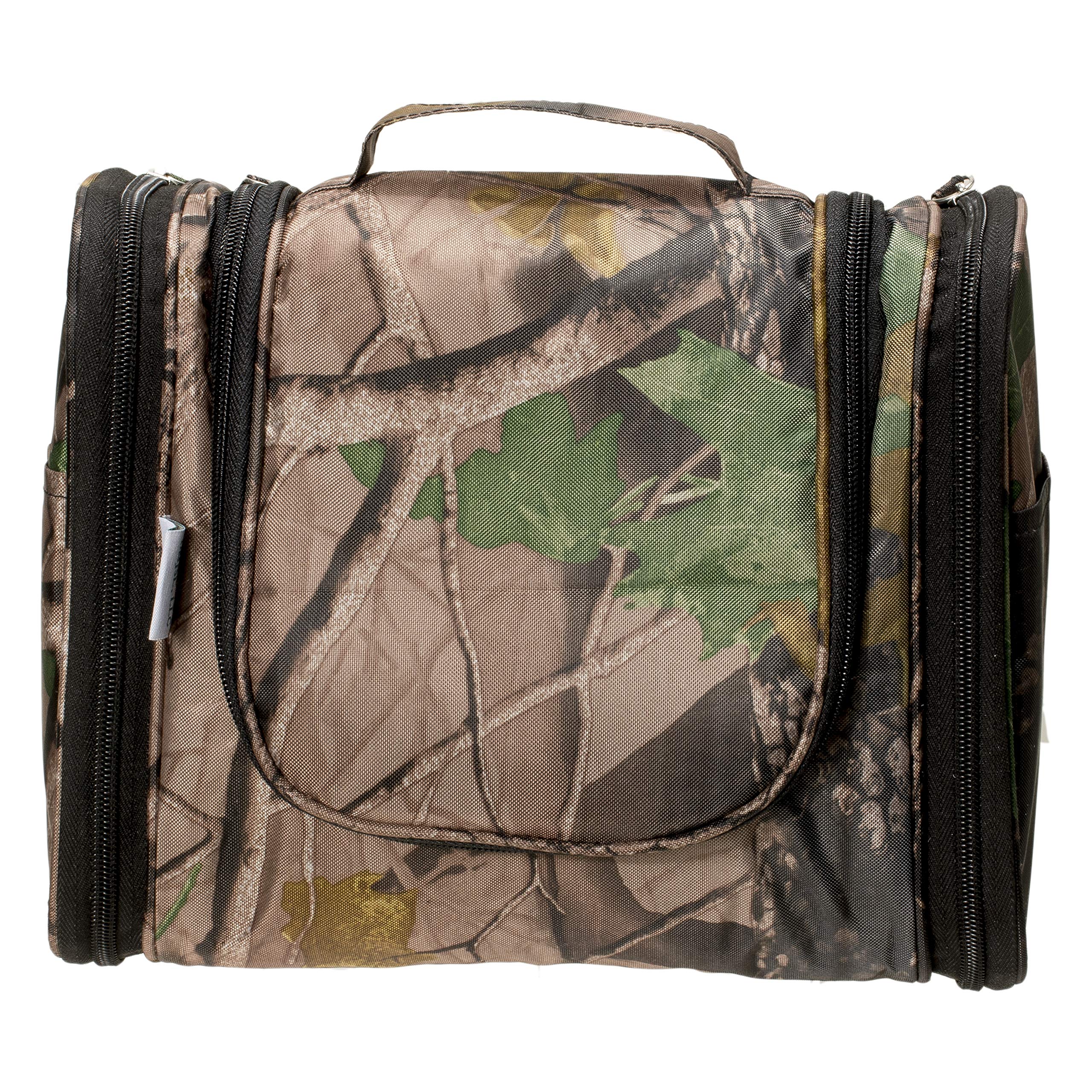 DMJSL Heavy Duty Hanging Toiletry Bag for Travel - Waterproof Portable Cosmetic Organizer for Women & Men, TSA Approved Makeup Case (Leaf Print) - Perfect for Camping, Gym, Business Trips & Vacation Essentials
