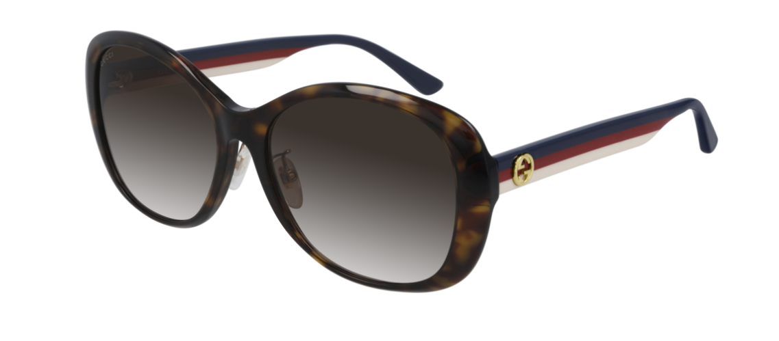 Gucci GG 0849SK 003 Havana Blue/Brown Gradient Round Sunglasses for Women - Luxury Designer Sunglasses for Beach, Driving & Outdoor Fashion Accessories