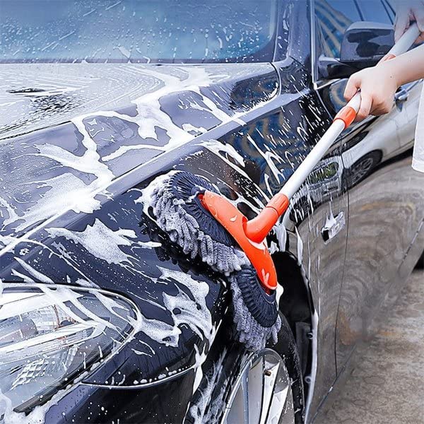 360° Rotating Car Wash Brush with Dual Soft Bristle Heads - Adjustable & Retractable 53