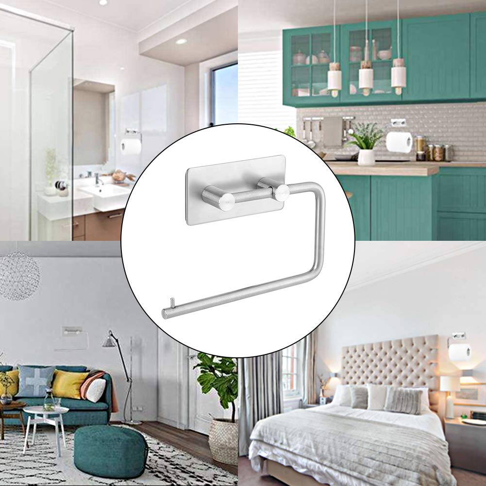 Stainless Steel Self-Adhesive Toilet Paper Holder - Wall Mounted Tissue Roll Hanger & Towel Dispenser for Bathroom, Kitchen, RV, Office (Easy Installation, No Drilling) - Perfect for Small Spaces & Home Organization