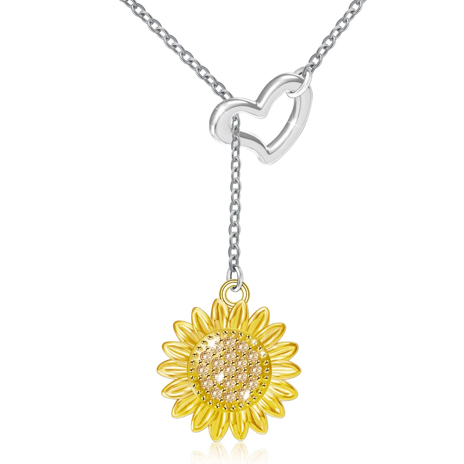 925 Sterling Silver Sunflower Pendant Necklace - 'You Are My Sunshine' Jewelry Gift for Women, Wife | Elegant Fashion Accessory for Birthday, Anniversary & Everyday Wear