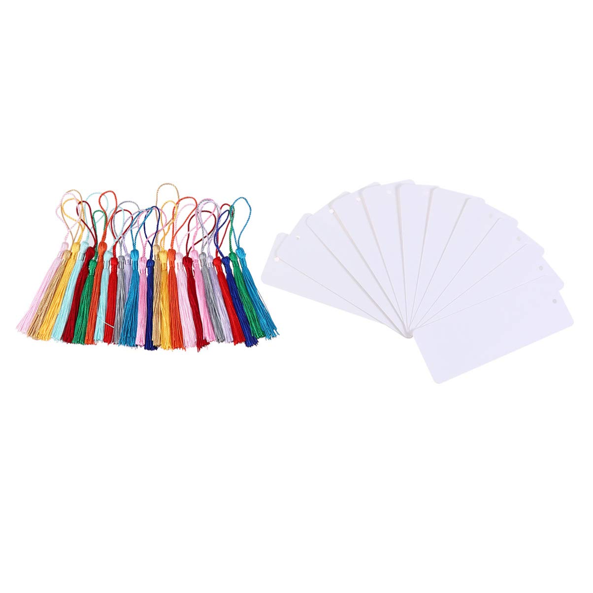 24 Pcs Kraft Paper Blank Bookmarks with Colorful Tassels - DIY Bookmark Set for Women, Classroom Projects, Gifts & Reading Accessories - Perfect for Book Lovers, Students & Handmade Craft Enthusiasts