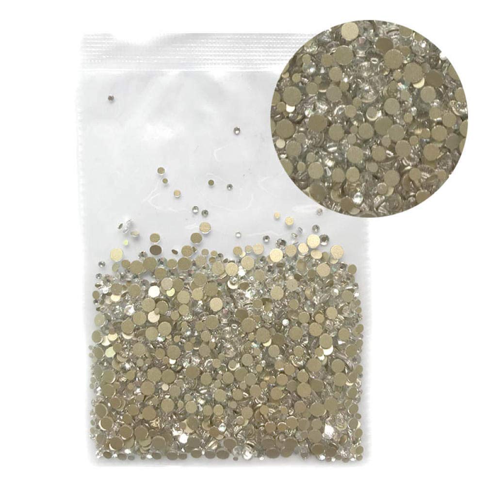 XYSQWZ False Nails & Nail Art Kit - 1000pcs Mix Size Clear Acrylic Nail Tips with 22 Light Blue Flatback Rhinestones for 3D Nail Art Design | Perfect for DIY Manicure, Salon Professionals & Nail Art Enthusiasts