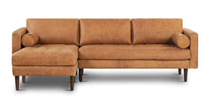 Napa Left Facing Sectional Sofa - Modern L-Shaped Couch with Reversible Chaise, Soft Fabric Upholstery for Living Room, Family Room & Home Theater Comfort