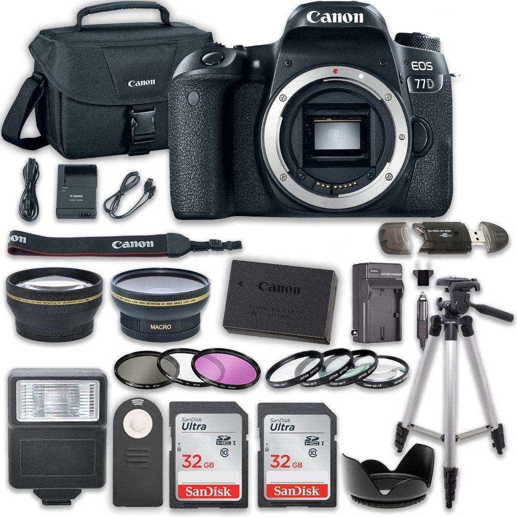 Canon EOS 77D DSLR Camera Body with 14-Piece Accessory Kit | Professional Photography for Beginners & Enthusiasts | Perfect for Travel, Portraits & Events