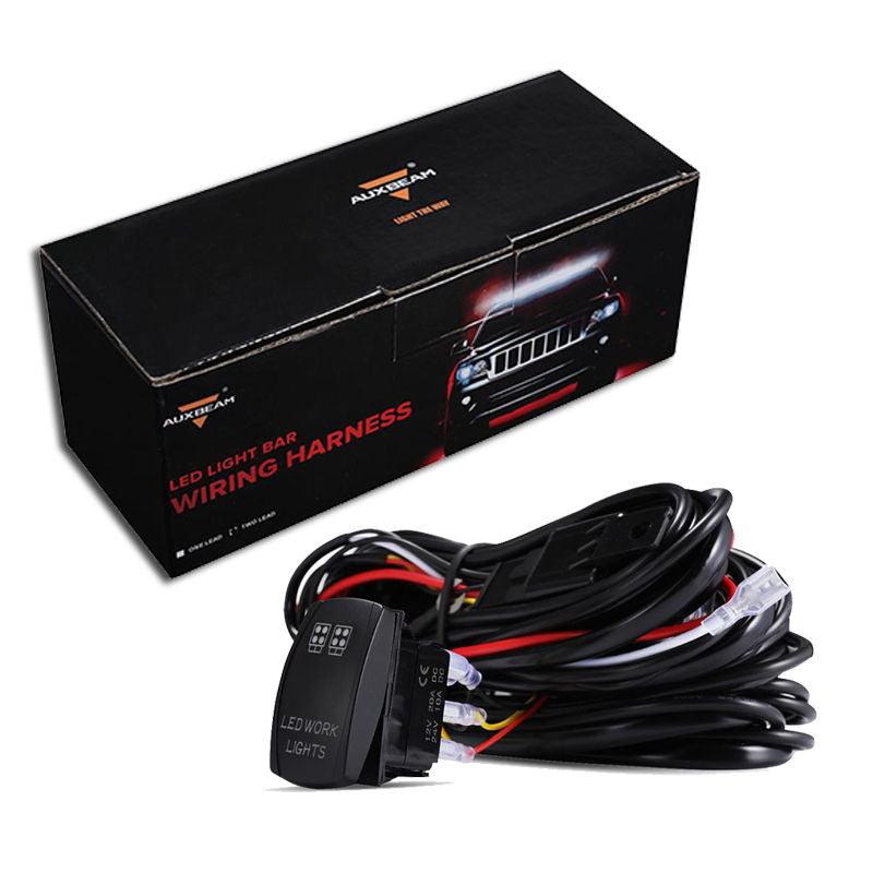 2 Leads LED Light Bar Rocker Switch Kit with 3Pcs Wiring Harness, Fuse & Relay - Waterproof Off-Road Lighting for Trucks, ATVs, Boats & Marine Applications