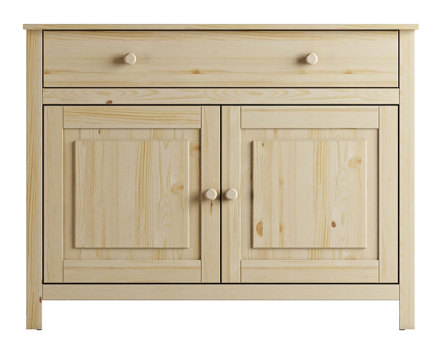 Unfinished Solid Wood Sideboard Cabinet with Storage Drawers - Rustic Farmhouse Buffet for Dining Room, Living Room, or Entryway Storage