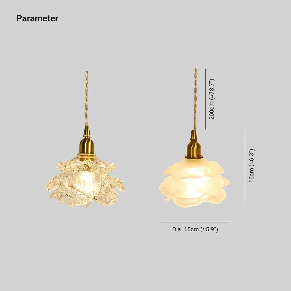 Modern Small Transparent Glass Flower Pendant Light - Elegant Ceiling Lighting for Living Room, Bedroom, and Dining Room Decor