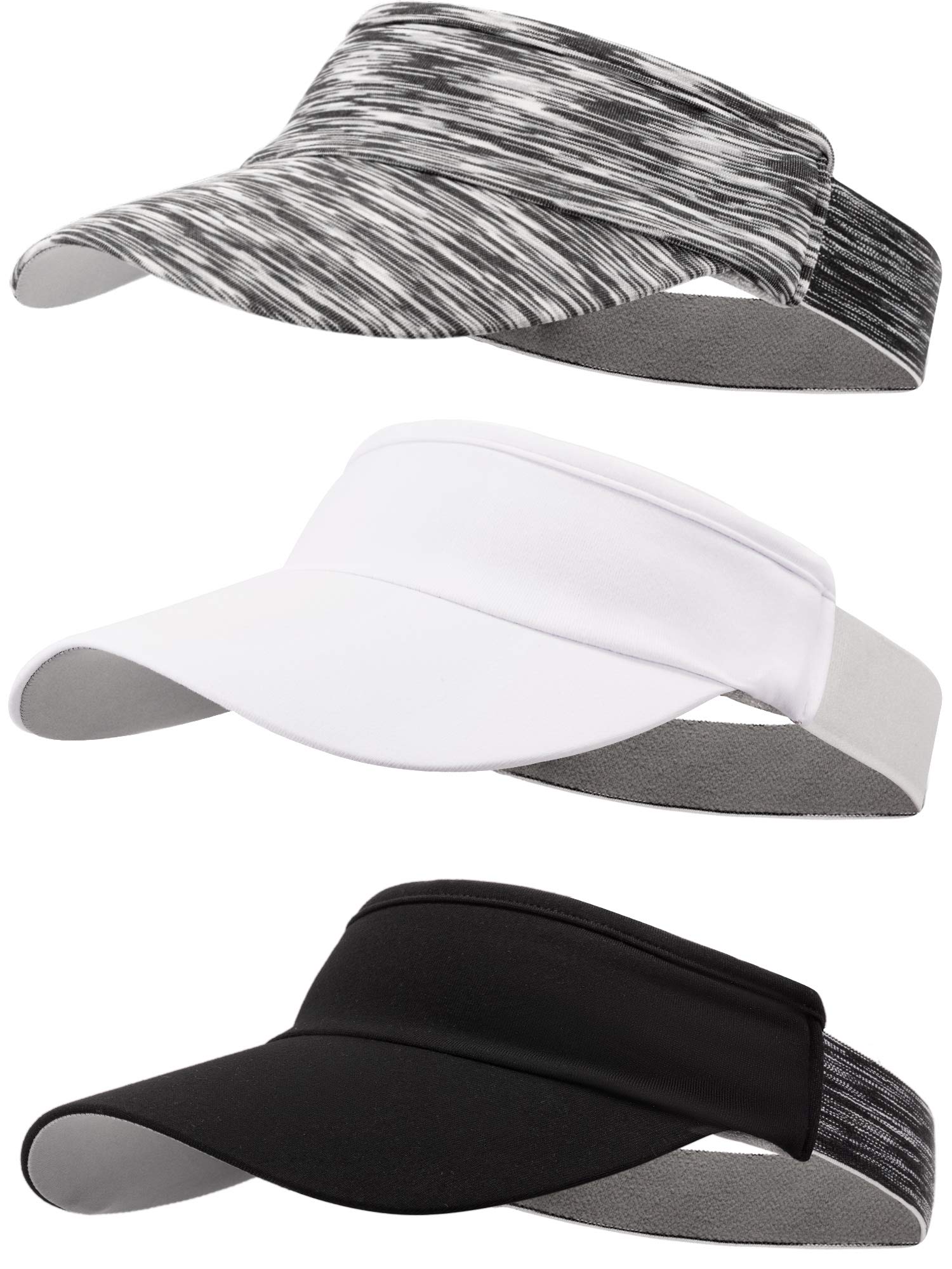 SATINIOR 3 Pack Women's Sports Visor Hats - Lightweight Quick-Dry Sun Visor Cap for Golf, Tennis & Running - UV Protection & Adjustable Headband - Perfect for Outdoor Activities & Summer Sports