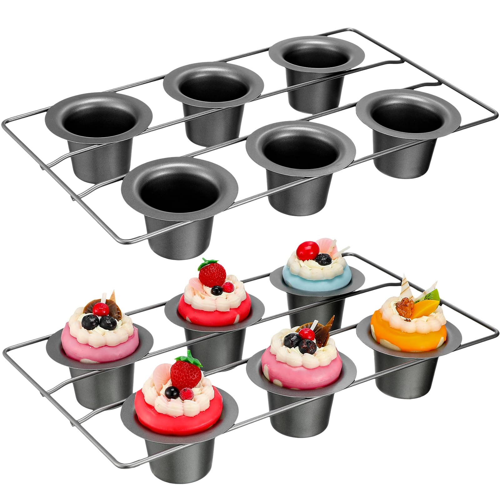 Shellwei 2-Piece Nonstick Popover Pan Set - 12 Cup Muffin Pan for Baking Cupcakes, Quiches, Frittatas & Puddings | Heavy Duty Bakeware for Oven | Perfect for Holiday Baking, Breakfast Pastries & Party Desserts (Gray)