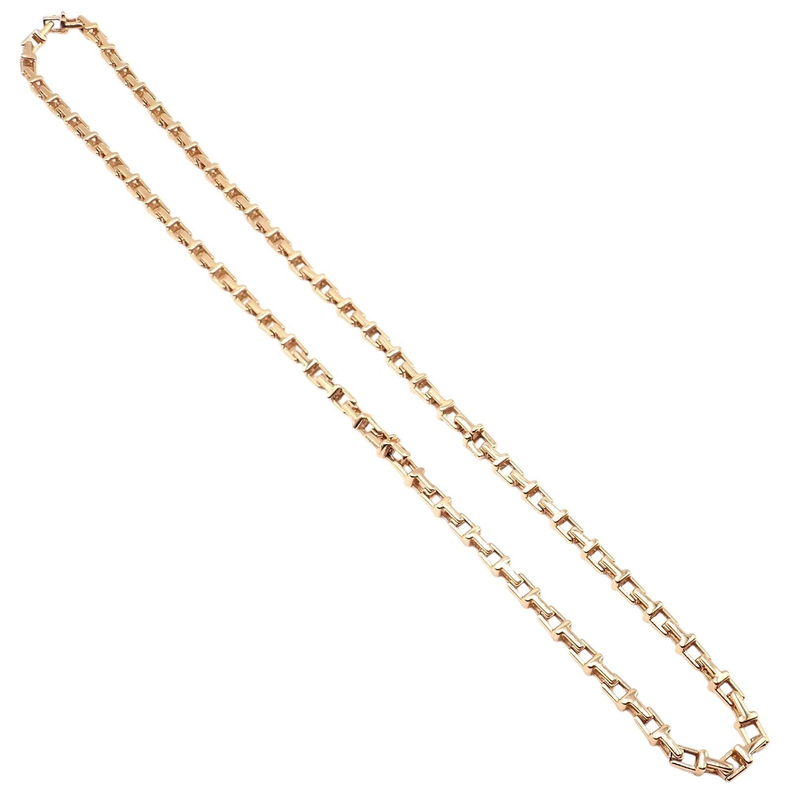 Authentic Tiffany & Co 18k Rose Gold T Chain Link Long Necklace 20.5 Inches - Elegant Jewelry for Women, Perfect Gift for Anniversary, Birthday & Special Occasions