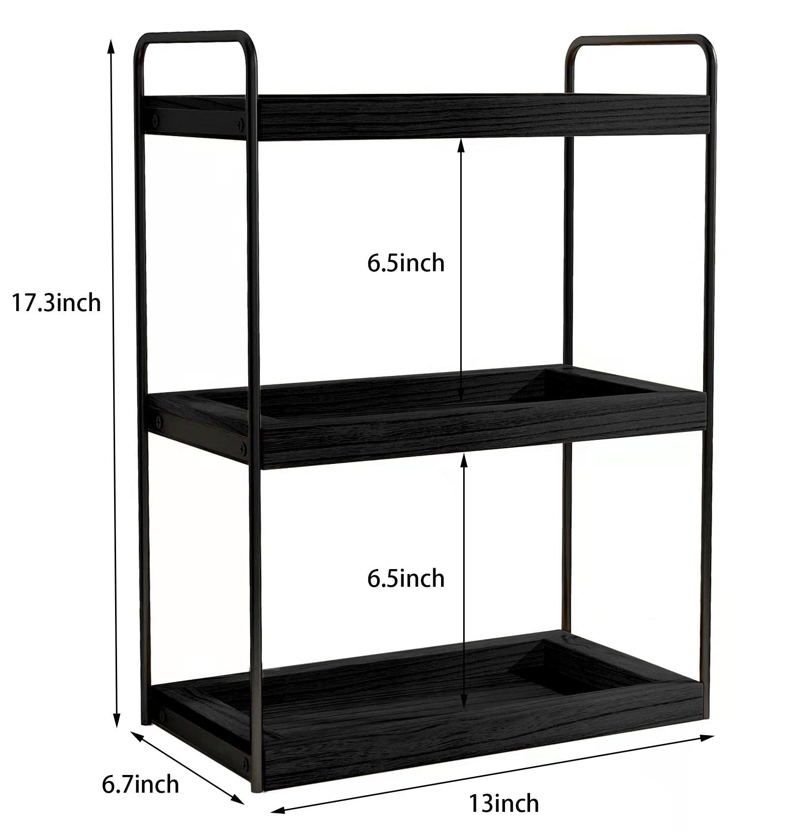 Dorhors 3-Tier Bathroom Counter Organizer - Space Saving Vanity Shelf & Countertop Storage Tray for Makeup, Skincare, Jewelry - Black Bathroom Organizer for Small Spaces & Clutter-Free Vanity