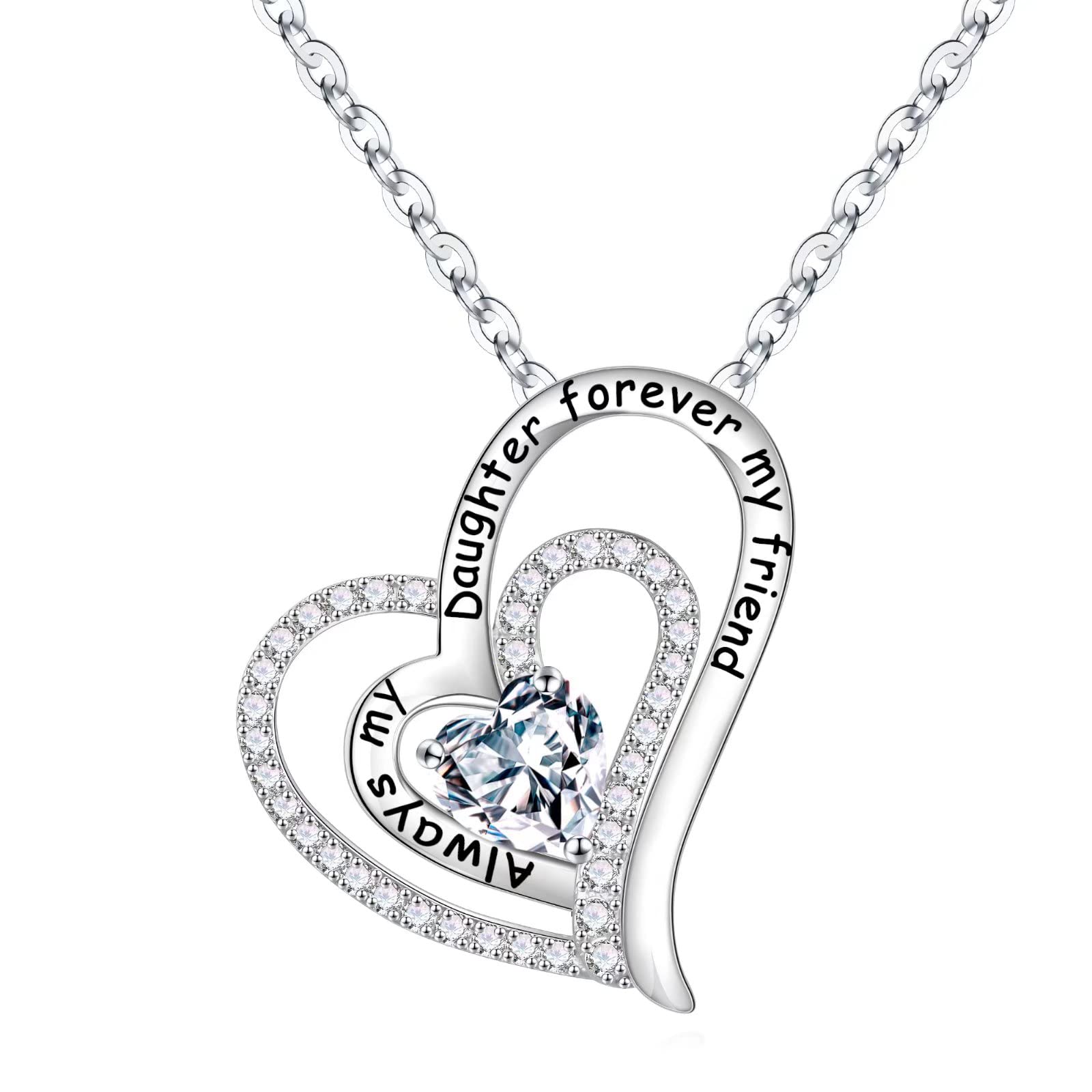 Birthstone Necklace for Women - Sterling Silver Heart Pendant Jewelry Gift for Mom, Wife, Girlfriend, Daughter | Birthday, Mother's Day, Anniversary Present | Perfect for Everyday Wear & Special Occasions