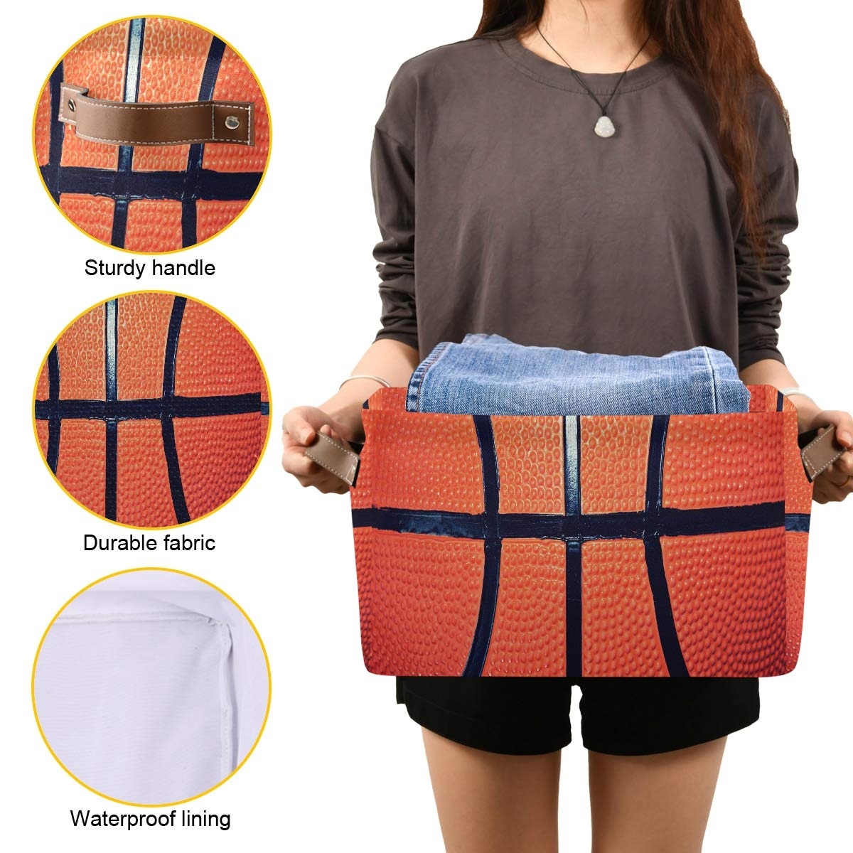 Collapsible Storage Basket Cube for Sports Balls, Toys, Laundry - Large 15x11x9.5 Inch Organizer Bin for Closet, Nursery, Kids Bedroom - Perfect for Basketball Storage & Home Organization (1 Pack)