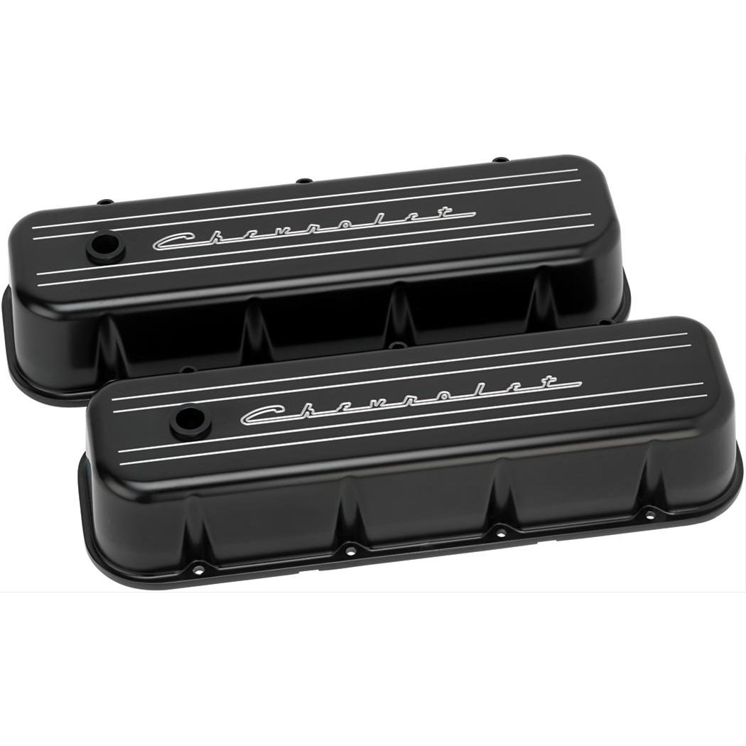 Billet Specialties BLK96123 High Performance Valve Cover - Aluminum Black Finish for Chevy Small Block Engines - Perfect for Engine Upgrades & Car Shows