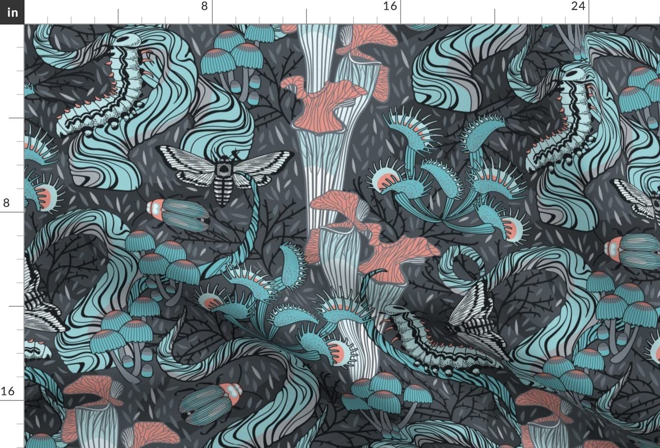 Plants & Creatures Fantasy Printed Satin Fabric Fat Quarter - Premium Sewing Material for Apparel, Lining, Fashion, Blankets & Home Decor - Perfect for DIY Crafts, Quilting & Upholstery Projects