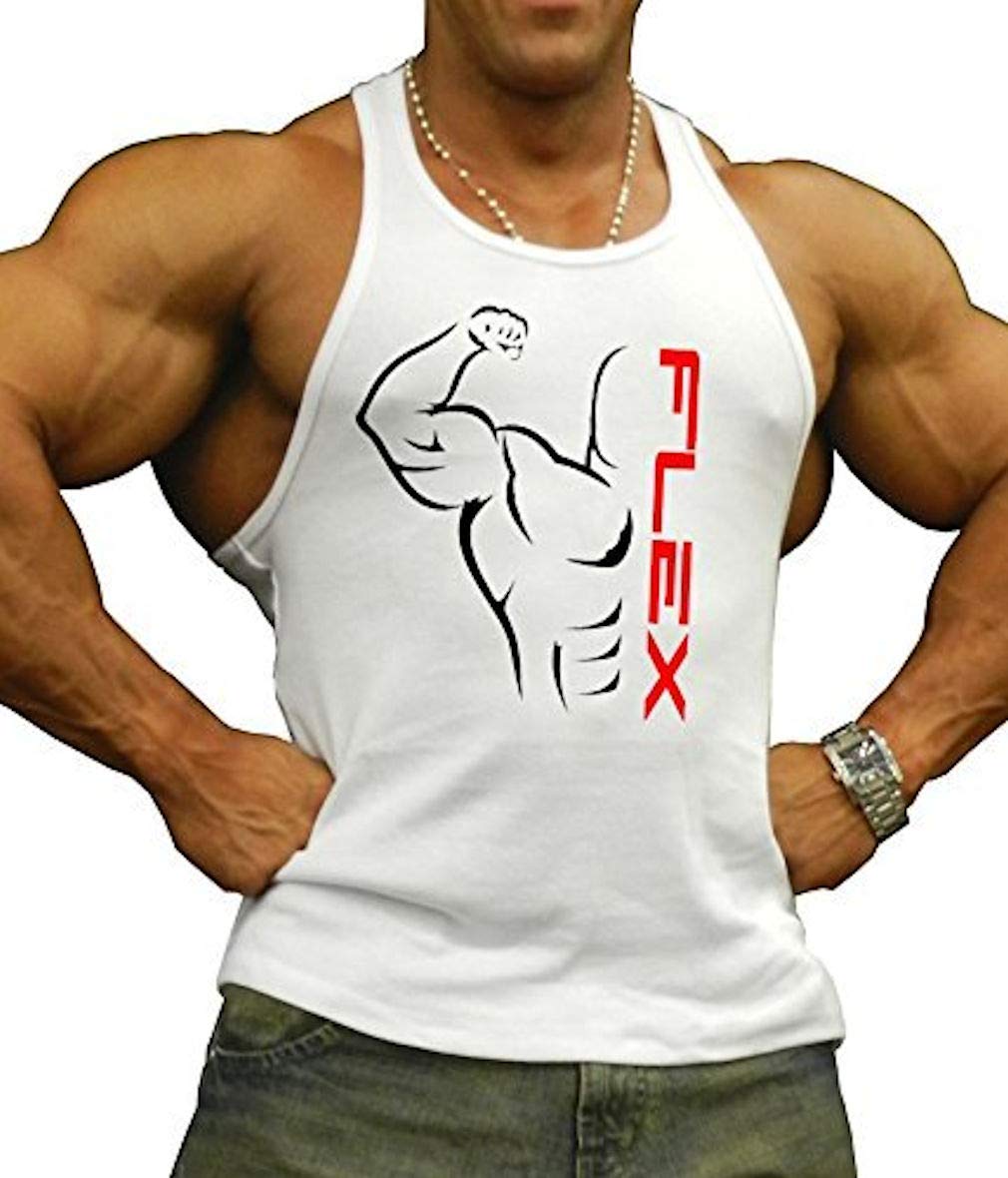 312R White Tank Top with Flex Design in Black and Red - Comfortable Athletic Wear for Gym, Running & Summer Outfits