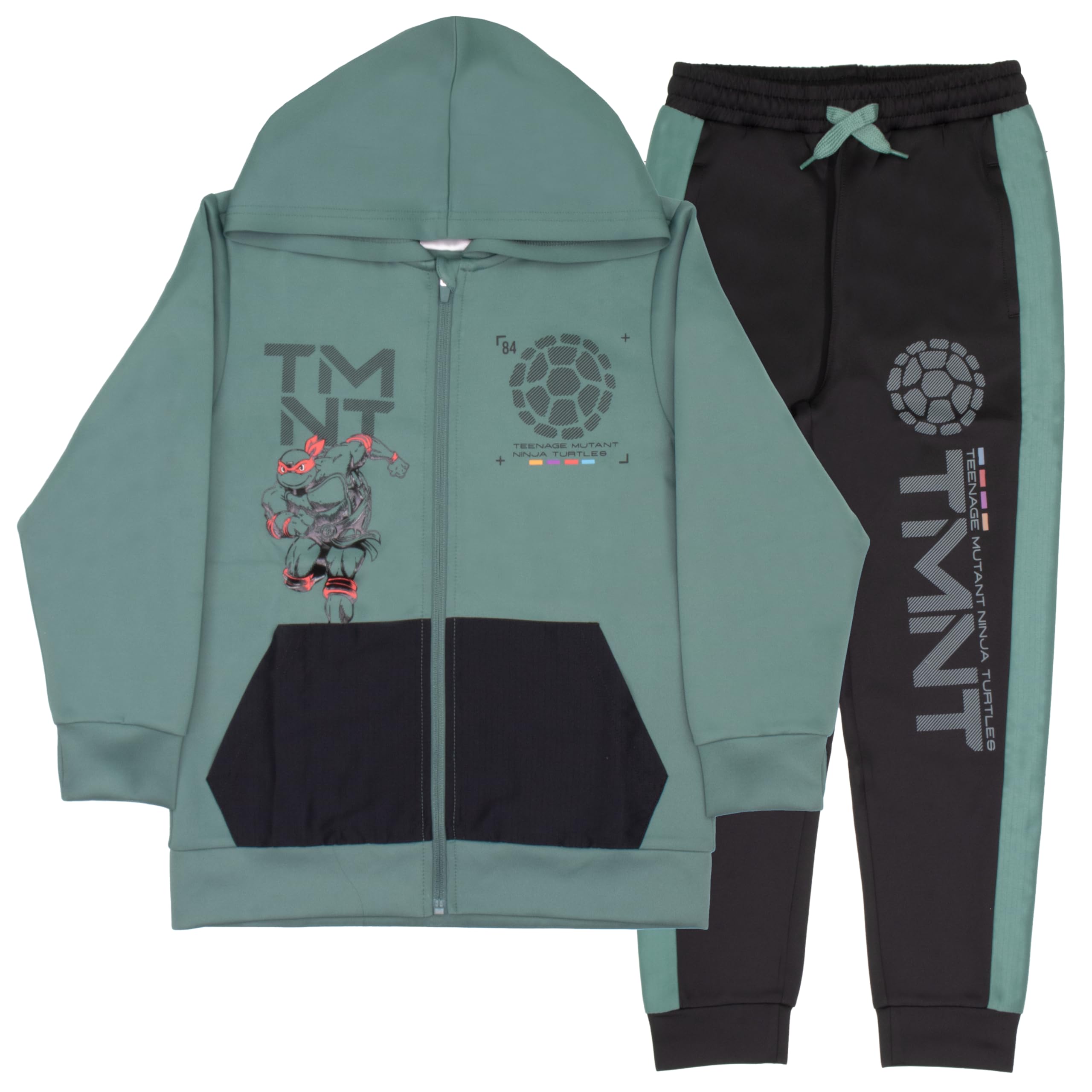 Nickelodeon Teenage Mutant Ninja Turtles Boys 2-Piece Outfit Set - Zip-Up Hoodie & Joggers | TMNT Graphic Sweatshirt & Sweatpants Bundle for Kids | Birthday Gift & Casual Wear
