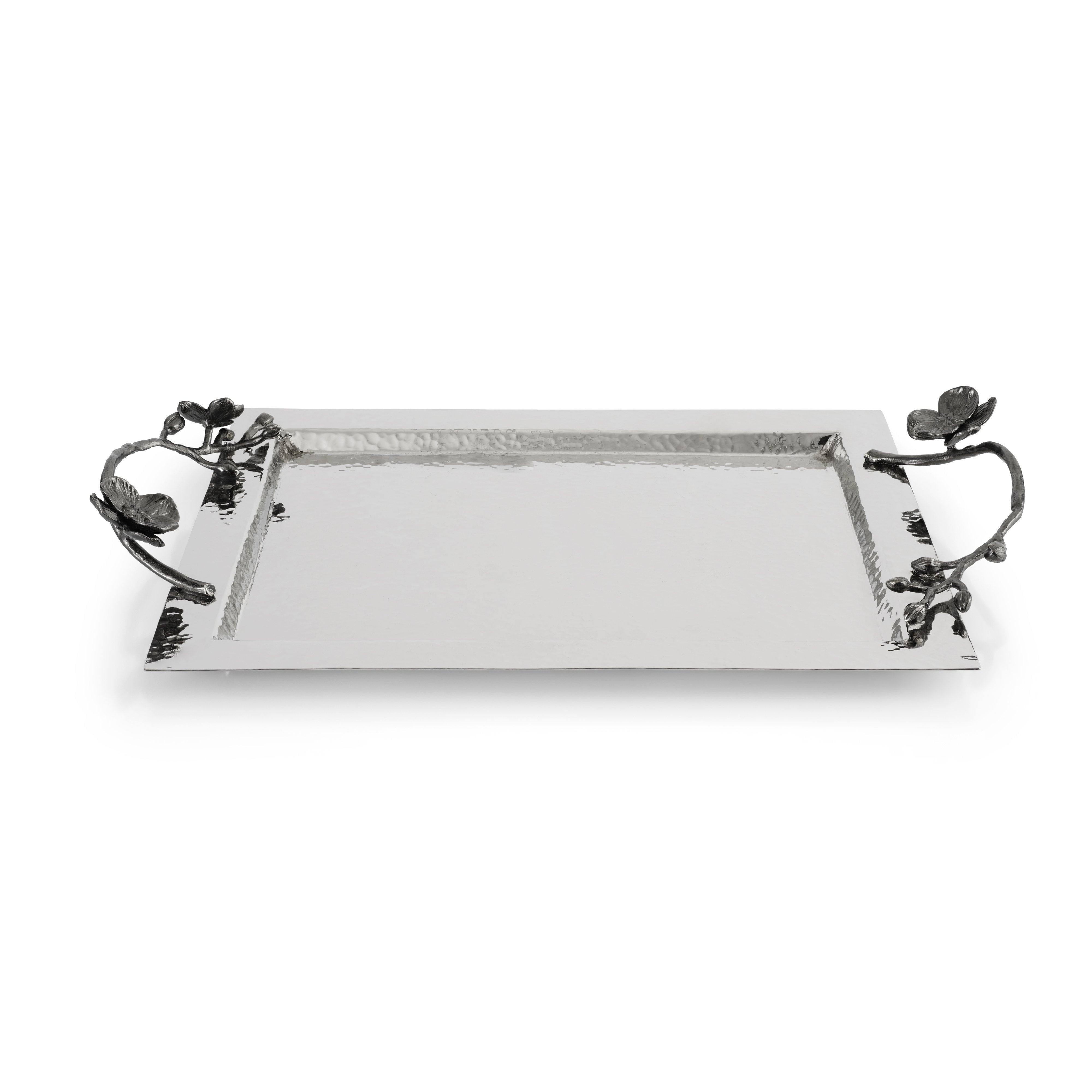 Elegant Black Orchid Serving Tray - Stylish Wooden Tray for Tea, Coffee, Breakfast in Bed, Party Snacks & Home Decor - Perfect for Entertaining & Gift Giving