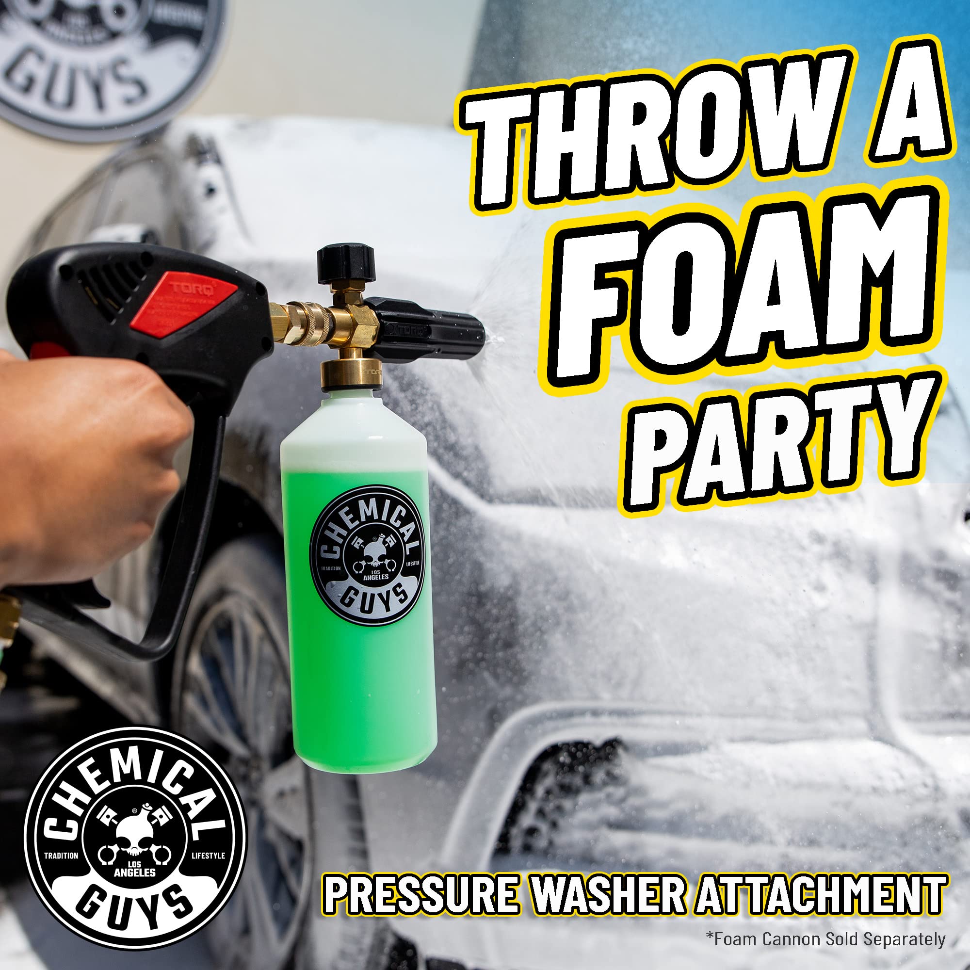 Chemical Guys EQP368 TORQ Professional Snow Foam Cannon & HydroSuds Ceramic SiO2 Car Wash Kit (16 fl oz) - Pressure Washer Compatible for Cars, Trucks, SUVs - Ultimate Foam Wash for Deep Cleaning & Ceramic Protection