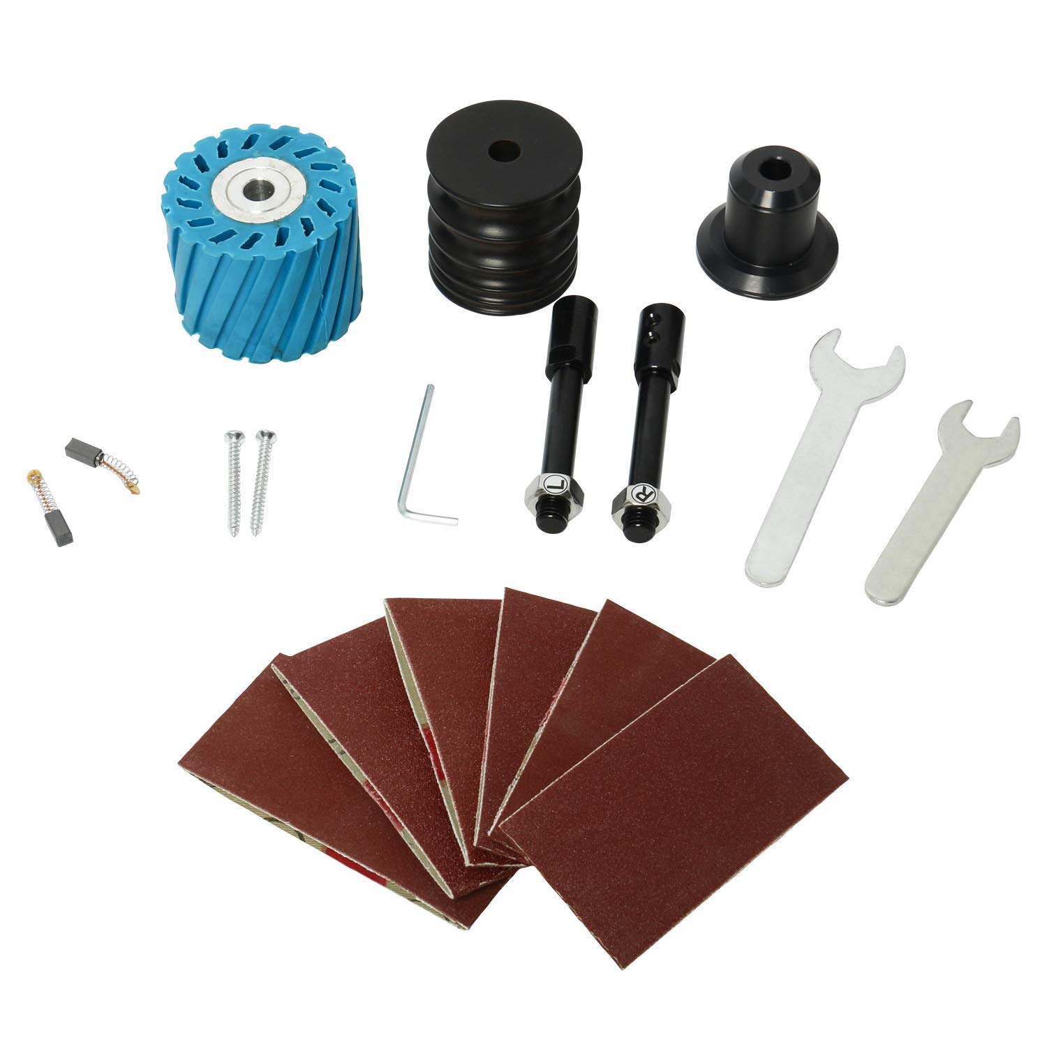 350W Leather Polisher & Burnishing Machine - 0-8000RPM Adjustable Speed, 110V Edge Grinding Tool with 6 Sanding Sleeves - Perfect for Leather Crafting, Shoe Repair & DIY Projects