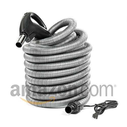 Plastiflex 30ft Central Vacuum Hose with Blackhawk Electric Powerhead Kit - Compatible with Nutone, Beam, Eureka - Ideal for Whole House Cleaning & Hard-to-Reach Areas
