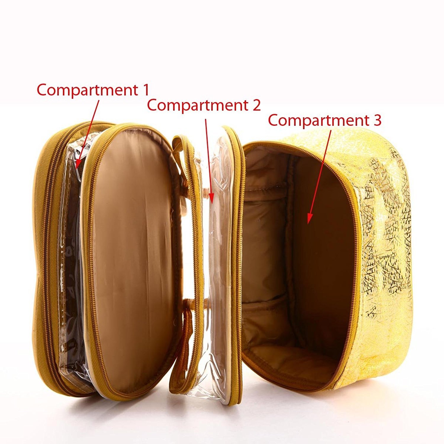 DMS RETAIL 3 Compartment Clear Waterproof Travel Organizer - Cosmetic Bag, Jewelry Case, Makeup Pouch for Women | Multi-Purpose Vanity Box & Toiletry Kit (Pack of 3) | Perfect for Travel, Gym, Home Storage & Daily Essentials Organization
