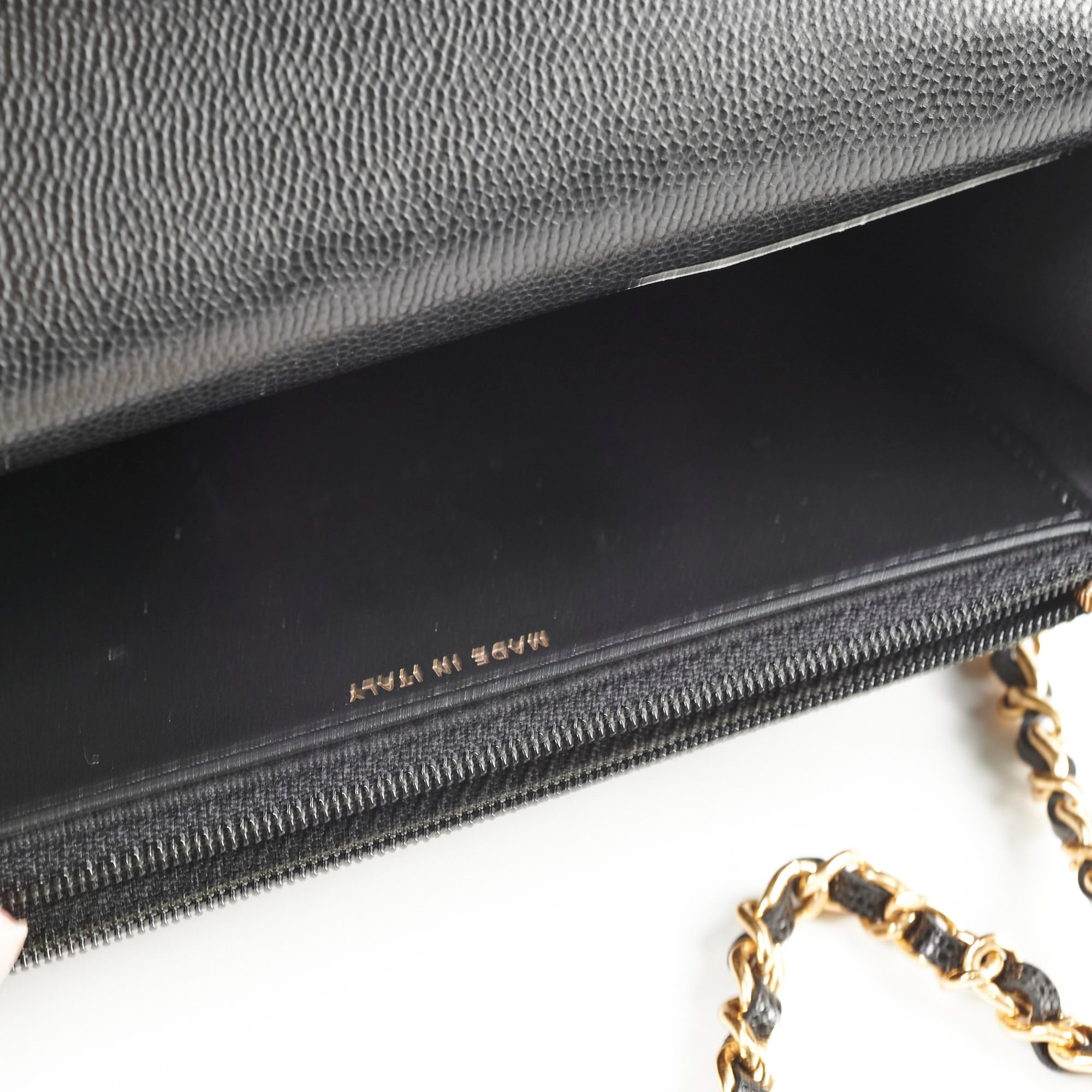 Chanel Black Caviar Leather Top Handle Wallet On Chain WOC with Gold Hardware & Microchip - Perfect for Evening Events, Parties & Luxury Fashion Accessories